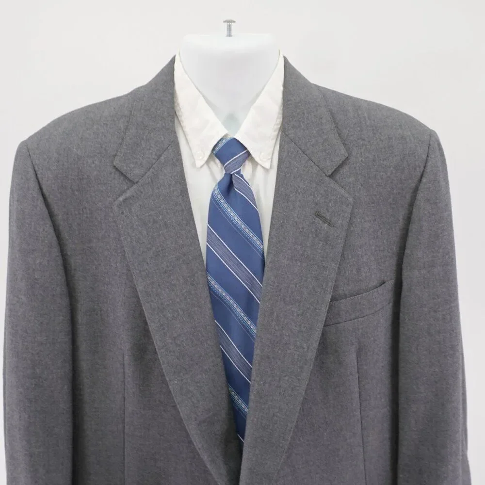 Hart Schaffner Marx Wool Gray‎ 2 Piece Suit 42L 38 / 33 Flat Front High Rise